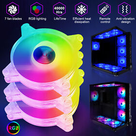 3 Pcs Rgb 120mm Cooling Fan Computer Case Quiet Led Pc Fans With 1 Remote Control