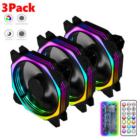 Bi1012090 3pc Black Frame 120mm Rgb&pwm Led Computer Case Pc Cooling Fan Adjustable Color