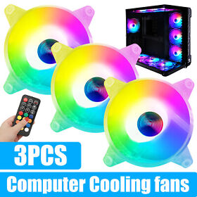 3pcs Rgb Led Quiet Computer Case Cooling Fan 120mm Shockproof Desktop Cpu Cooler