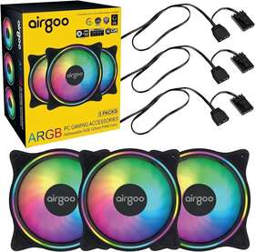 Airgoo 445051152170 120mm Addressable Argb Pwm Pc Fan Set X3 - 5v 3pin Cue Interface