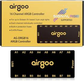 Ag-drgb16 Airgoo 16-port Signal Rgb Controller - Sata Powered Argb Pc Lighting