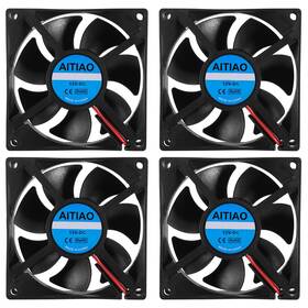 Aitiao 701715496224 4pcs 8025 Dual Ball Bearing 80x80x25 Mm 3.15x3.15x0.98 In Black