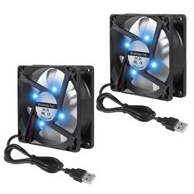 Ec16980252 Aitrip 2pcs 80mm 8cm Led Blue Computer Case Cooling Fan 80x80x25mm 5v Usb
