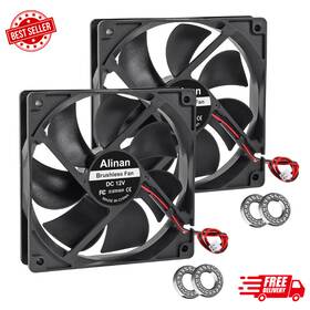 12025 Alinan 313109321359 2pcs 120mm X 25mm 12v 5 Inch Dual Ball Bearings Brushless Fan 2pin Dc Cool
