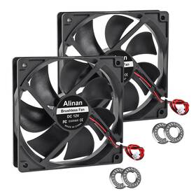 12025 Alinan 687117739315 2pcs 120mm X 25mm 12v Dual Ball Bearing Fan