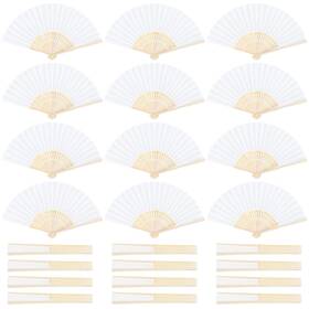 An3334 Aneco 24 Pieces Handheld Paper Fans Folding With Bamboos For Weddi