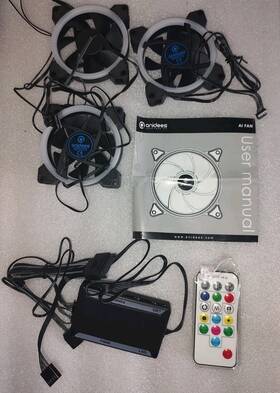 Anidees Drf-2002-irfbl 80mm Rgb Case Fan 3-pack With Controller Hub And Remote 3-pin 1400rpm