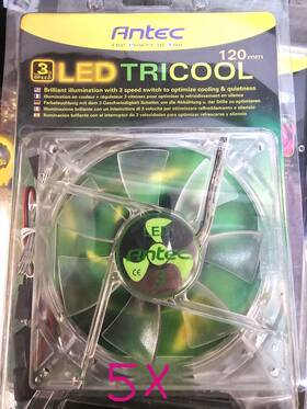 Antec 761345750257 3 Speed 120mm Fan Led Green Color 2000rpm 79cfm 4pin/3pin New 5x Single Pk