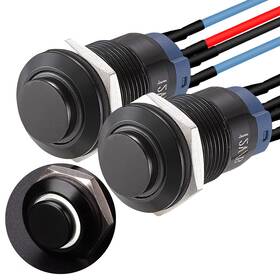 Pre-wired-gq12bh-10e Apiele Pre-wired-gq12bh-10e/a 12mm Momentary Push Button Switch Pre-wired 150mm High Round Head Bla