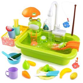 Kf-001 Aukful Play Sink With Running Water Kids Toy Automatic Cyc... Fast Ship