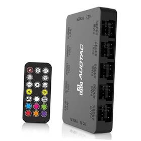 Hk02 Auotac Argb Controller Pwm Fan Hub With Rf Remote Connect Ten Case Fans 5v Black