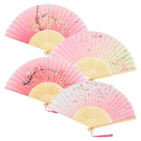 Awcigg 719710730946 4 Pcs Hand Fans For Women Foldable Folding Handheld Fan Chinese Bamboo H