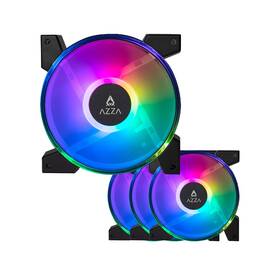 Fnaz-12drgb3-341 Azza Hurricane Iii Argb Case Fan 120mm Hub Included - 4 Pack