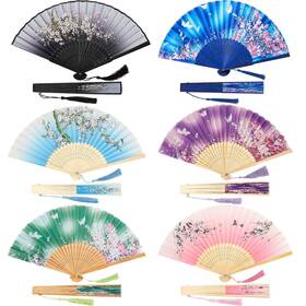 Barydat 331612755790 6 Pcs Folding Hand Fans For Line Dancing Foldable Chinese Wo