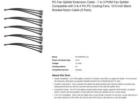 Buyminers.ca 756839797276 Pc Fan Splitter Extension Cable 1 To 3 Pwm 5pk