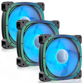 Coolsonic 726084522961 3-pack 120mm Argb Pc Fans 2200rpm 75cfm 4pin Pwm High Performance Case Fan Fdb B