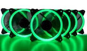 Cuk 6-pack Green Halo Ring 120mm Led Vibrant Color Computer Case Fan For Cpu