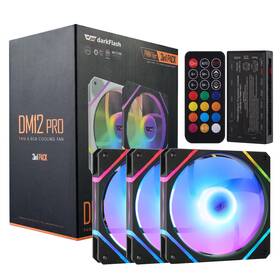 Dm12-pro Darkflash 3-pack 120mm Pc Case Fans With Controller Hub And Remote Pwm Argb Sync Addres