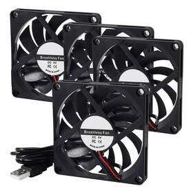 8010 Diann 687117768025 4pcs Cooling Fan 5v 0.27a Usb 80x80x10mm Brushless Dc Computer Cpu Heat