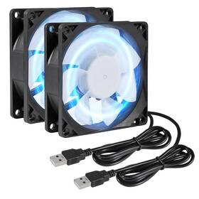 Dad12118-1 Dorhea 2pcs 80mm/3.15inch Dc 5v Computer Case Fan 80x80x25mm Usb 8025 Blue Led Power