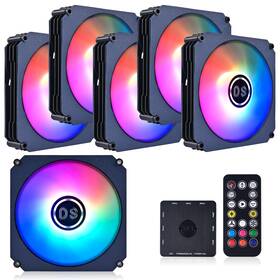 Dxg-6fans Ds Leddess Rgb Led Case Fans 120mm 6 Pack With Remote Control For Pc Cooling Systems