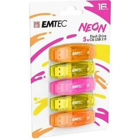 Ecmmd16gc410p5neo Emtec C410 Neon 16gb Flash Drive - Usb 2.0 Transparent With Cap Pack