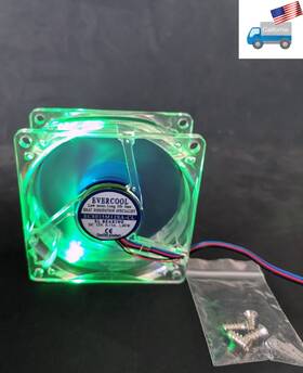 Cl8035 Evercool Cl8035/ld3 Green Crystal Led 80mm X 35mm El Bearing 0.15a Pc Case Cooling Fan