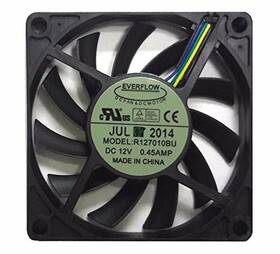 R127010buaf Everflow 70x70x10mm 12v Pwm Fan Dual Ball Bearing 1200-5400 Rpm 6.96-32.93 Cfm Heavy Duty