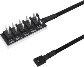 Fa-fc-4p-03 Fancasee Fan Hub Splitter Extension Cable 1 To 5 Way Power Supply Pwm Pc Black