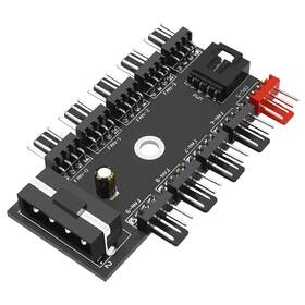 Fancasee Us-cab-80 Fan Hub Splitter Extension Cable 1 To 10 Way Power Supply 4 Pin Black