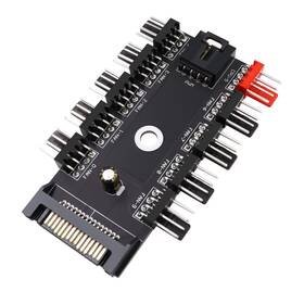 Us-cab-81 Fancasee 4pin Pwm Fan Power Supply Cable 1 To 10 Way Splitter Hub 15 Pin Sata Powered Pc