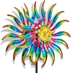 Fg0178cf Fawgold 75 Inch Multi-color Wind Spinners Outdoor Metal Sun Sculptures For Garden P