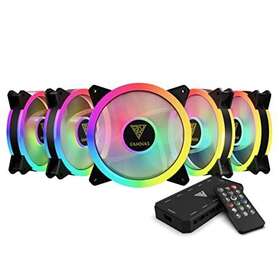 M2-1205r Gamdias Rgb Computer Case Cooling Fans 120mm 5 Pack Four Silent Trio-ring Pc