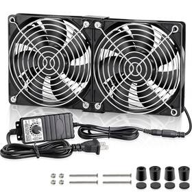 F12bm-12-2fan-dts Gdstime Big Airflow Dual 120mm Fans Dc 12v Powered Fan With Ac 110v - 240v Speed Cont