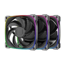 Geo-s2503b-3 Geometric Future Squama 2503 120mm Rgb Pwm Fan 3 Pack - Silent Dual Light Loop Motherboard Sync