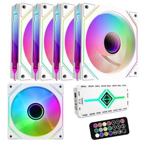 Gperhuan 744759335722 Rgb Fans 5pack 120mm Pwm Argb Case Fan With Hub And Remote Speed Control