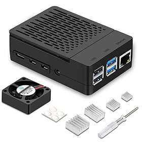 Iuniker 909074653220 Raspberry Pi 4 Case Abs With Cooling Fan And Heatsink Model B/4b