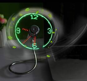 Kbinter 048912460680 Usb Led Clock Fan 90mm Usb-powered Portable Mini Gooseneck For Laptop Off