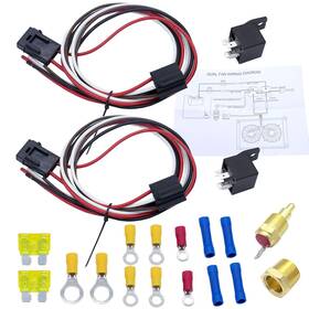 Kunttai 744759021434 Dual Electric Cooling Fan Relay Switch Kit 4 Pin Radiator Thermosta