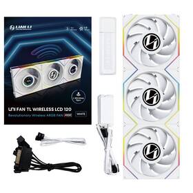 12tllcd1w3w Lian Li Uni Fan Tl120 Lcd Wireless Triple Pack With Controller White