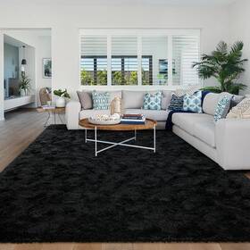 Lò Utiroot Home 768795693585 Black Rugs For Living Room Fluffy 6x9 Ft Bedroom Rug Non-slip Area Shag