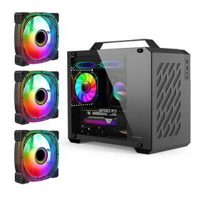 X200 Maquy Black Micro-atx Pc Case With Detachable Carrying Handle 3pack 120mm Fans Pre