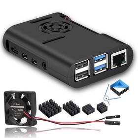 Mp-rp-010 Mazerpi Raspberry Pi 4 Case With Cooling Fan And Heatsink For 4b Black