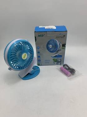 Med-198 Med 710638683741 Usb Rechargeable Mini Cooling Fan - White/blue