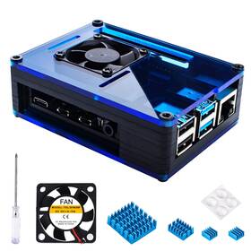 Mc11-4-p-f Miuzei Raspberry Pi 4 Case With Fan Cooling Pcs Aluminum Heat Black/blue