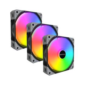 Montech 710562749762 Argb 120mm Case Fan 3-in-1 Pack Pwm 2000rpm Low Noise Black