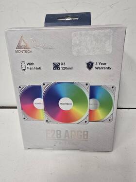 Montech E28argb3pwh E28 Argb Fluid Dynamic Bearing 120mm Case Fan - White 3 Pack