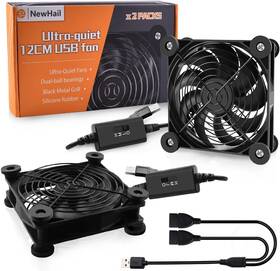 Newhail 726084817340 2pack Quiet 120mm Usb Fan Dual-ball Bearings 5v With L/m/h 3-degree Sp