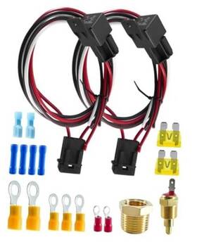 Nitrodynamics 700937872519 Dual Electric Fan Relay Kit 12v 40a With Thermostat Switch 185 F On 175 Off