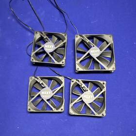 Rf-ap140-rb Nzxt Lot Of 4 140mm Black Case Fans Purple Led Rifle 3-pin 12v